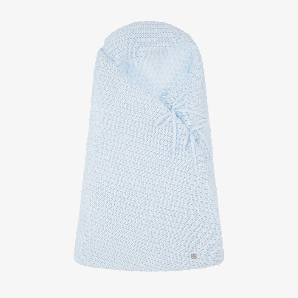 Minutus-Blue Knit Cotton Baby Nest (75cm) | Childrensalon