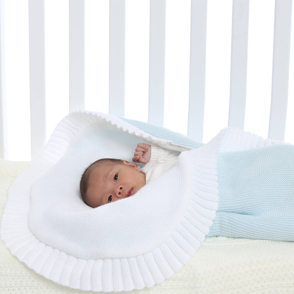 Minutus-Blue Knitted Baby Nest (75cm) | Childrensalon