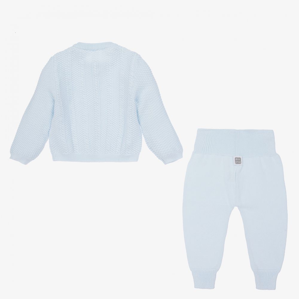 Minutus-Blue Knitted Baby Trouser Set | Childrensalon
