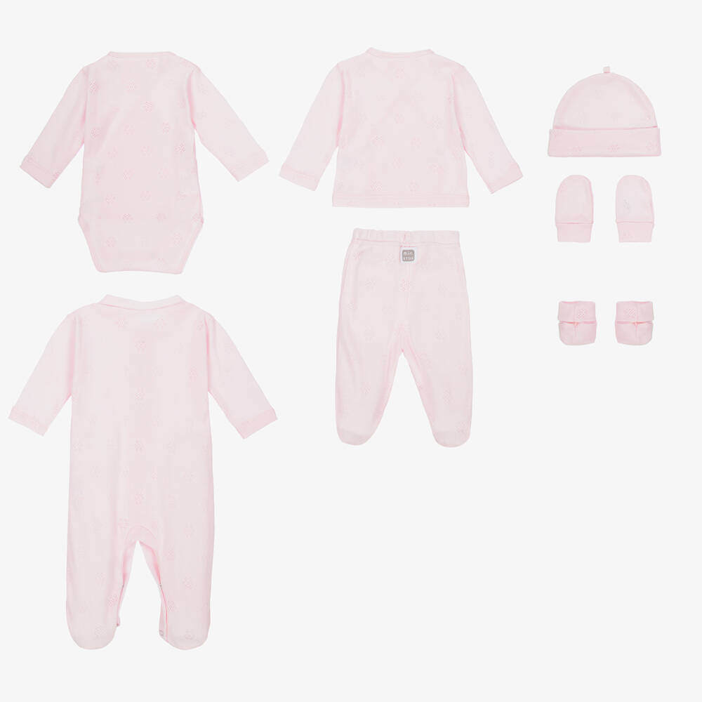 Minutus-Girls Pink Cotton Babysuit Set | Childrensalon