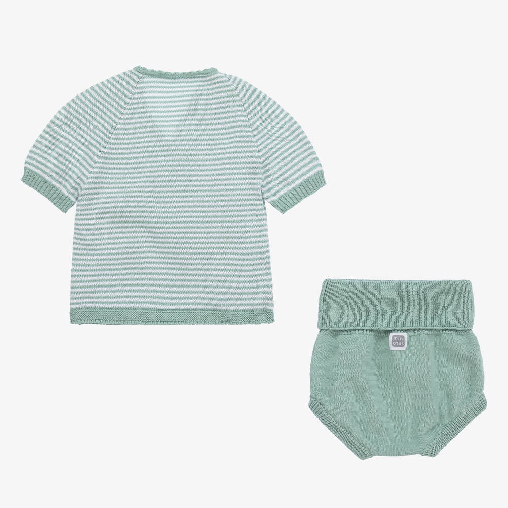 Minutus-Green Cotton Baby Shorts Set | Childrensalon