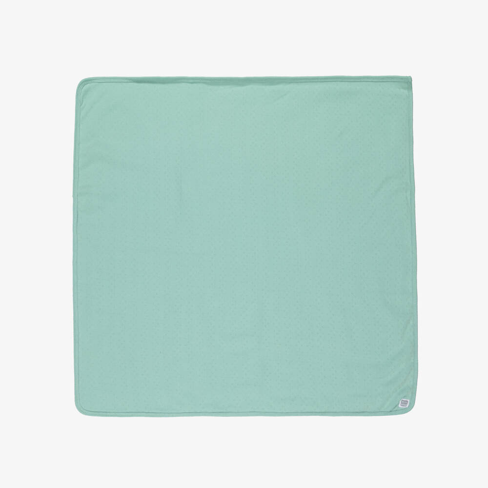 Minutus-Green Cotton Jersey Pointelle Blanket (81cm) | Childrensalon
