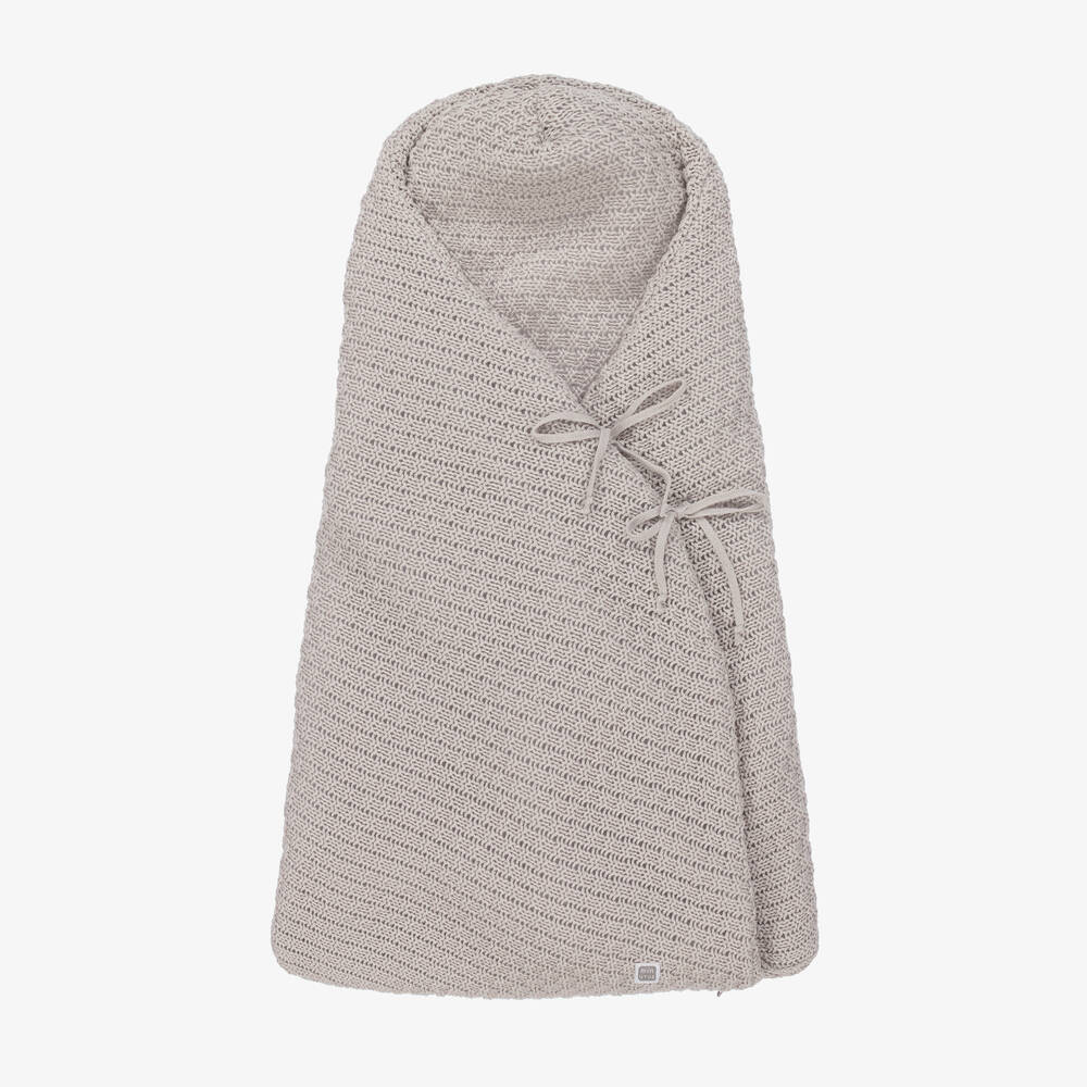 Minutus-Grey Knit Cotton Baby Nest (75cm) | Childrensalon