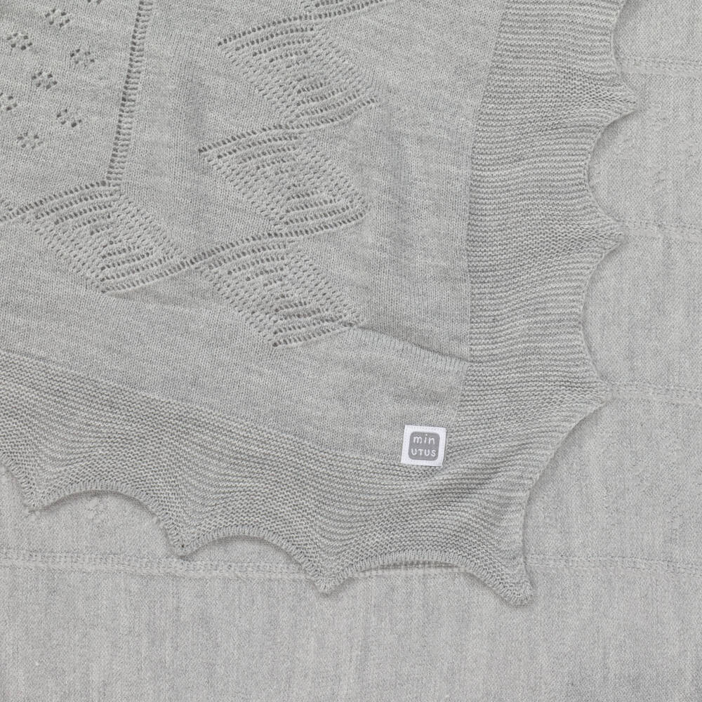 Minutus-Grey Knitted Baby Shawl (104cm) | Childrensalon