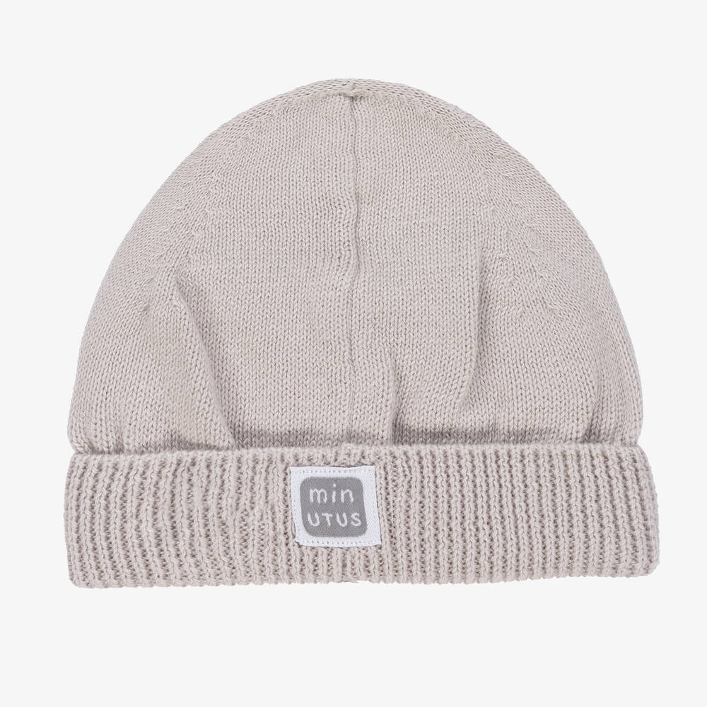 Minutus-Grey Knitted Cotton Baby Hat | Childrensalon