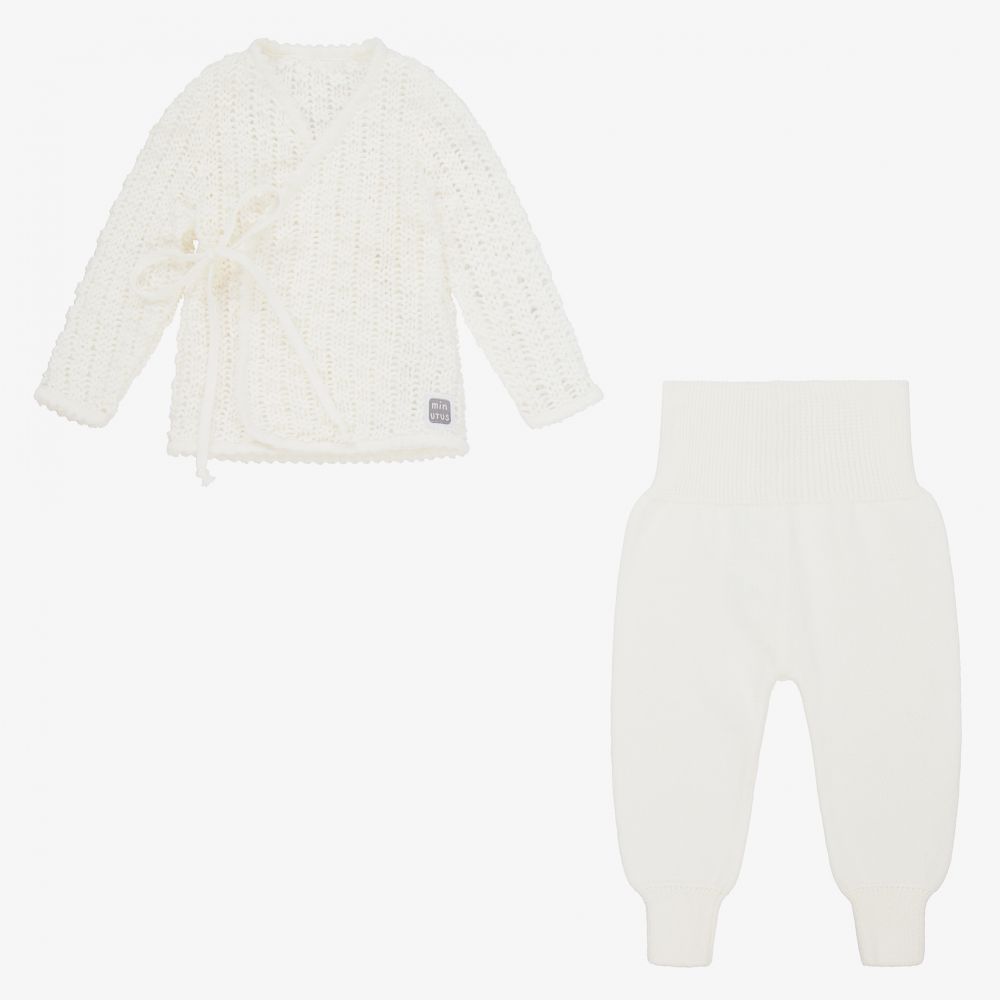 Minutus-Ivory Knit Baby Trouser Set | Childrensalon