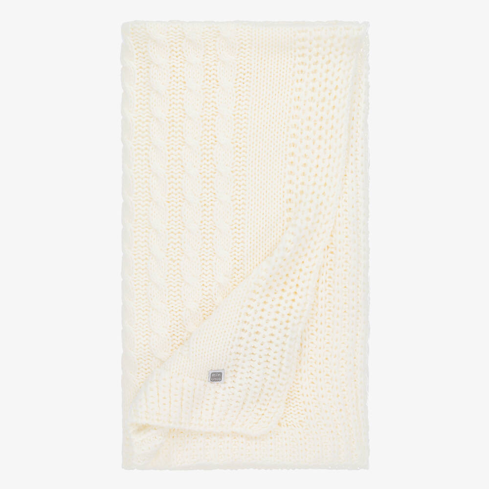 Minutus-Ivory Knitted Baby Blanket (98cm) | Childrensalon