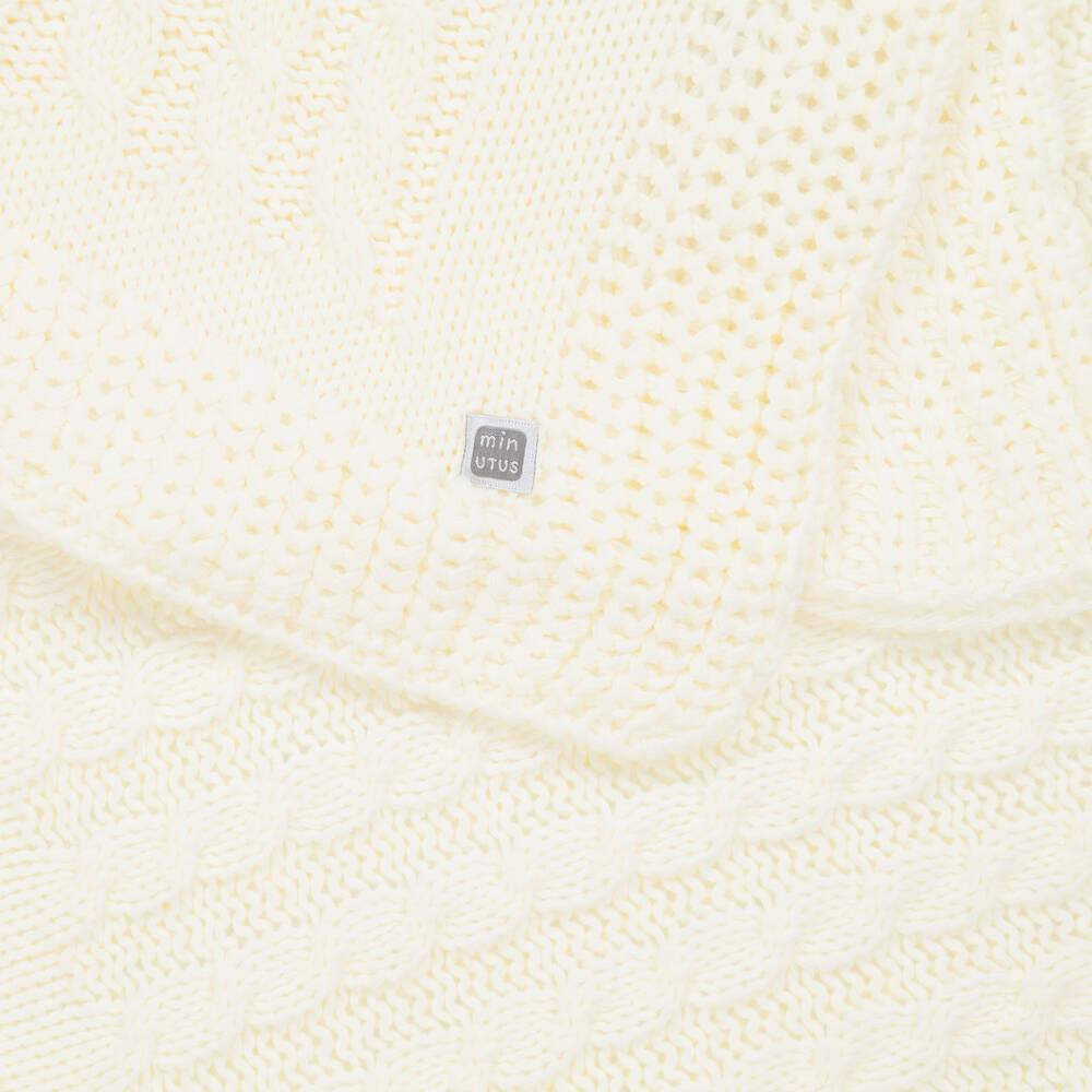 Minutus-Ivory Knitted Baby Blanket (98cm) | Childrensalon