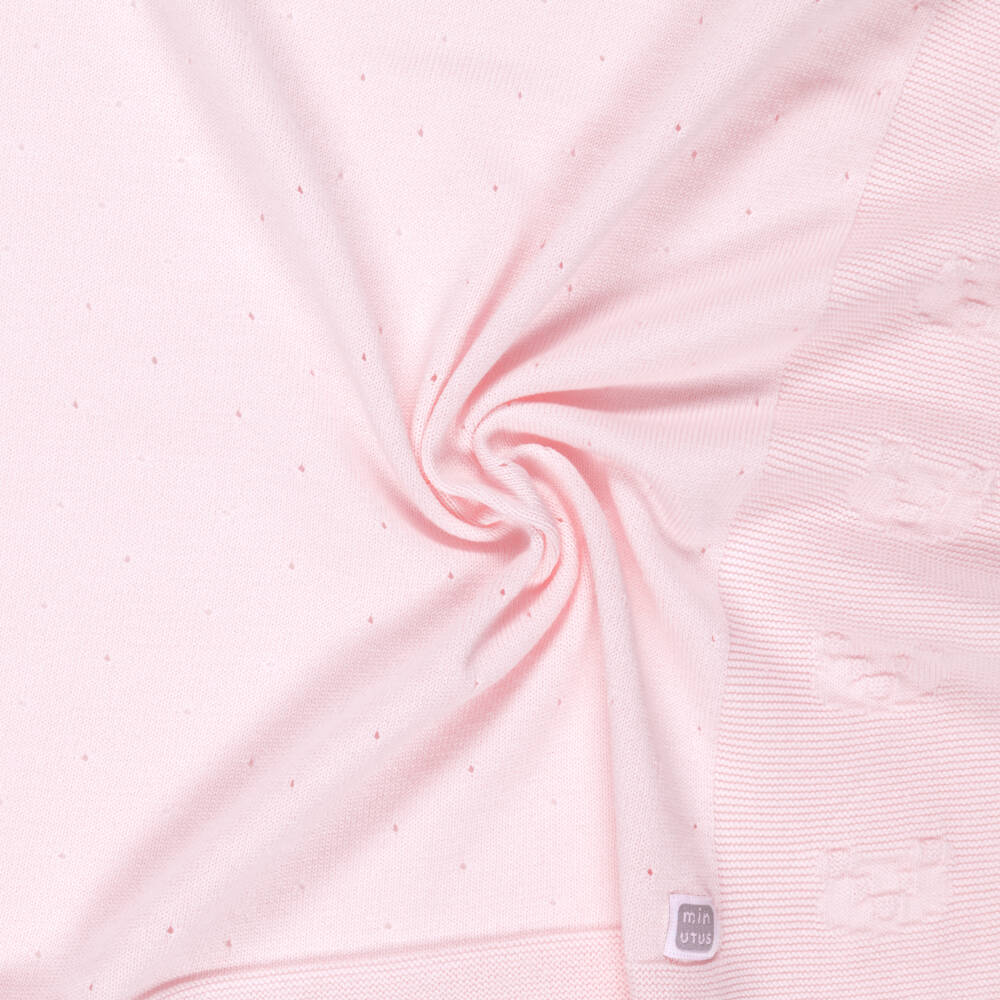 Minutus-Pink Cotton Knit Babysuit Set with Bear Motifs | Childrensalon