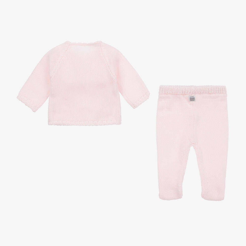 Minutus-Pink Knit 2 Piece Babygrow | Childrensalon