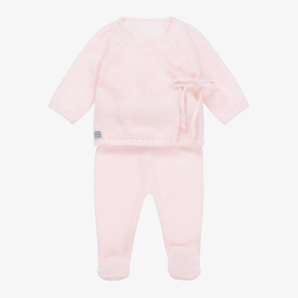 Minutus-Pink Knit 2 Piece Babygrow | Childrensalon