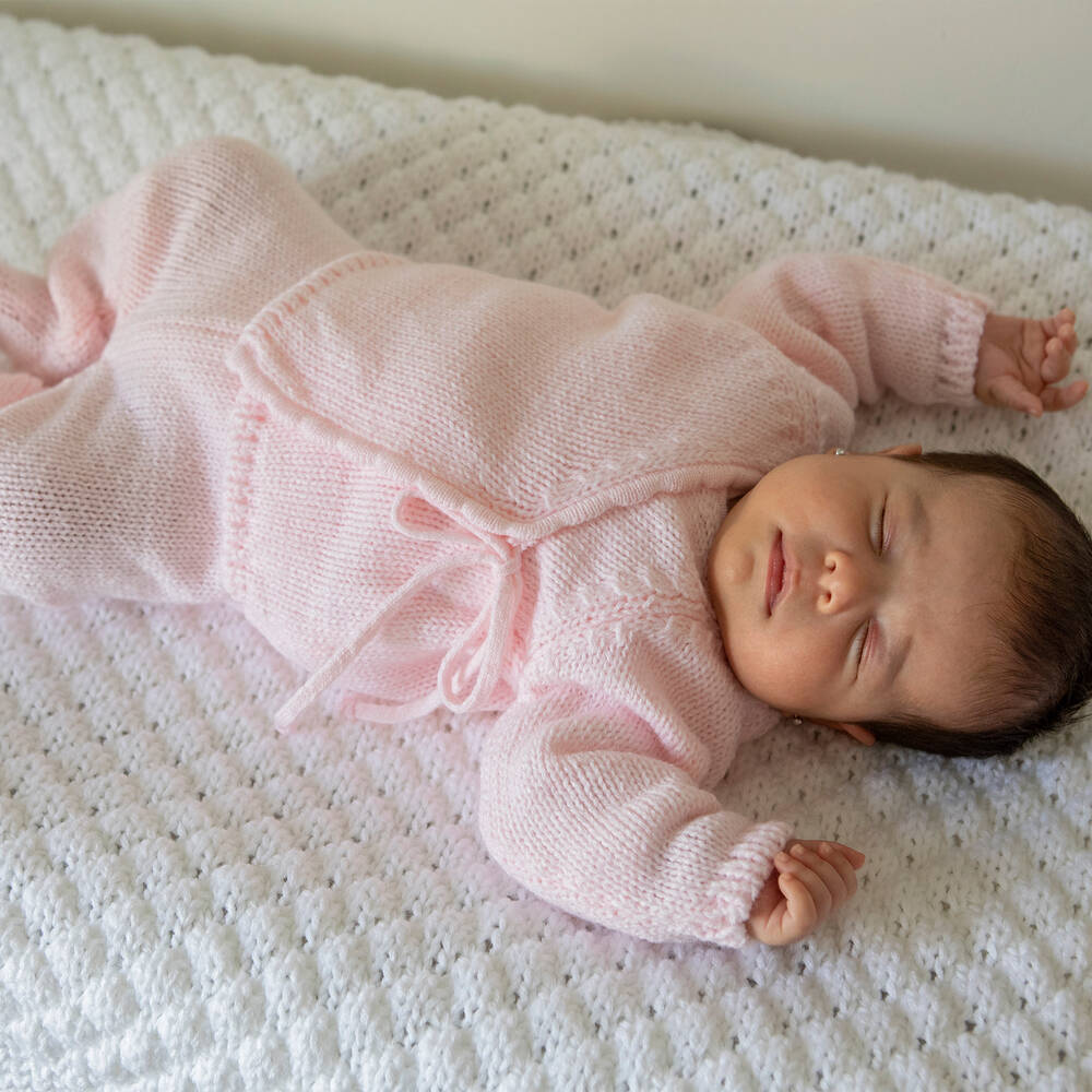 Minutus-Pink Knit 2 Piece Babygrow | Childrensalon