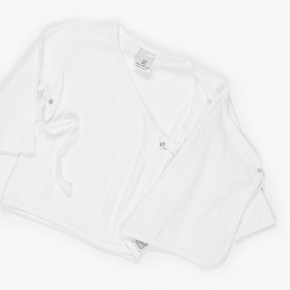 Minutus-White Cotton Jersey Pointelle Babysuit Set | Childrensalon