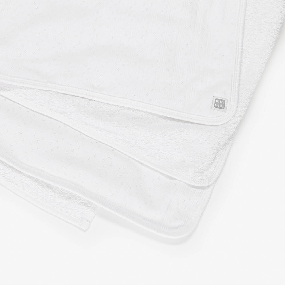 Minutus-White Cotton Jersey Pointelle Babysuit Set | Childrensalon