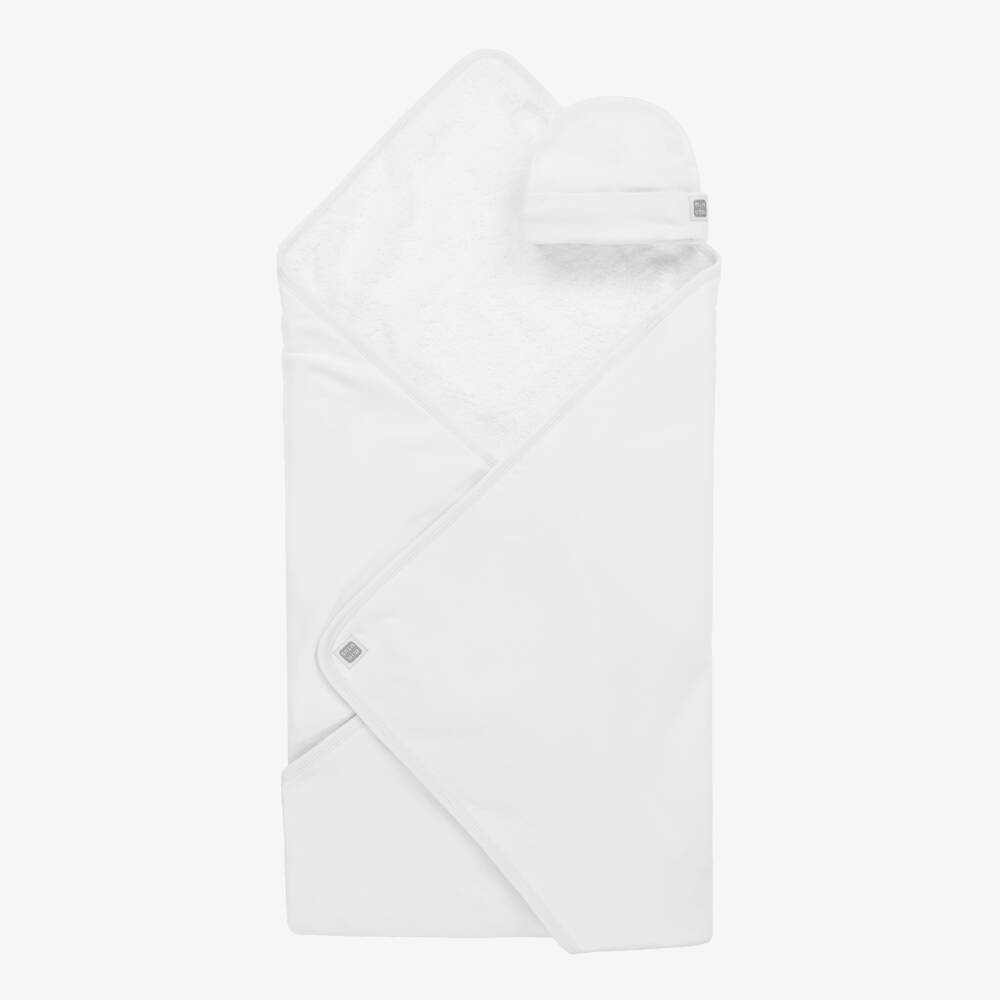 Minutus-White Cotton Skin To Skin Cotton Blanket & Hat Set  | Childrensalon