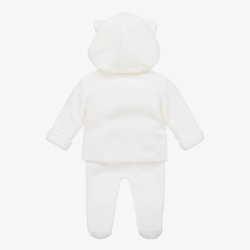 Minutus-White Hooded Pram Coat & Trouser Set | Childrensalon