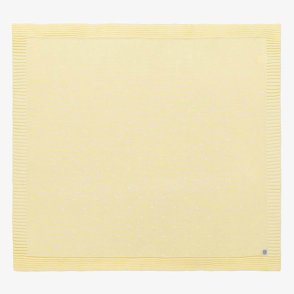 Minutus-Yellow Knitted Cotton Blanket (94cm) | Childrensalon