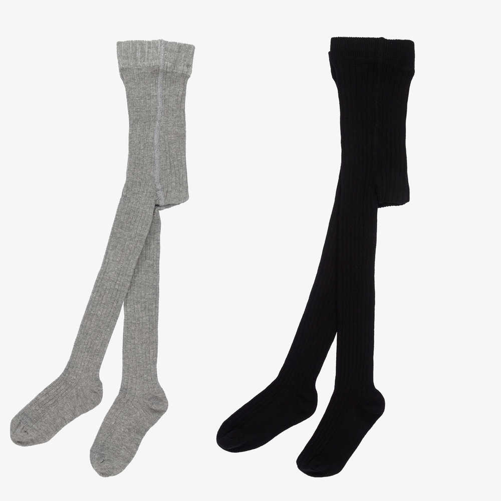 Minymo-Черные и серые колготки (2пары) | Childrensalon
