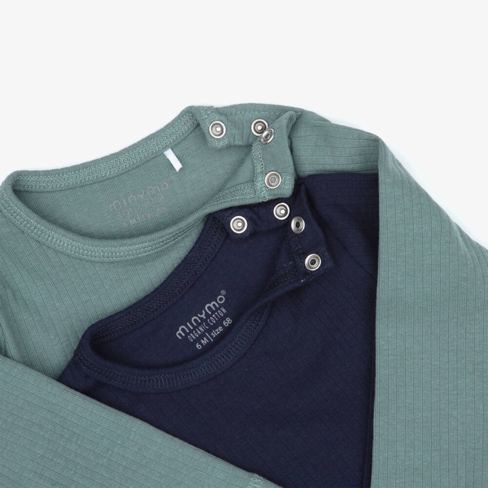 Minymo-Blue Cotton Baby Tops (2 Pack) | Childrensalon