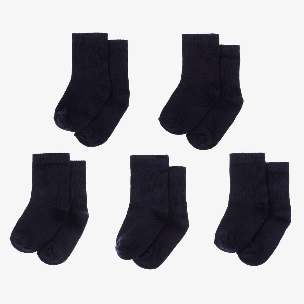 Minymo-Blue Cotton Socks (5 Pack) | Childrensalon