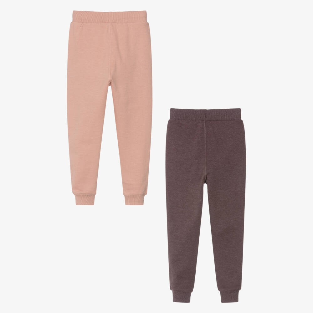 Minymo-Girls Pink & Burgundy Red Cotton Joggers (2 Pack) | Childrensalon