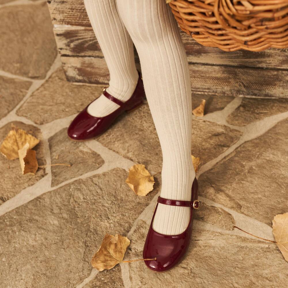 Minymo-Girls Pink & Ivory Knitted Cotton Tights (2 Pack) | Childrensalon