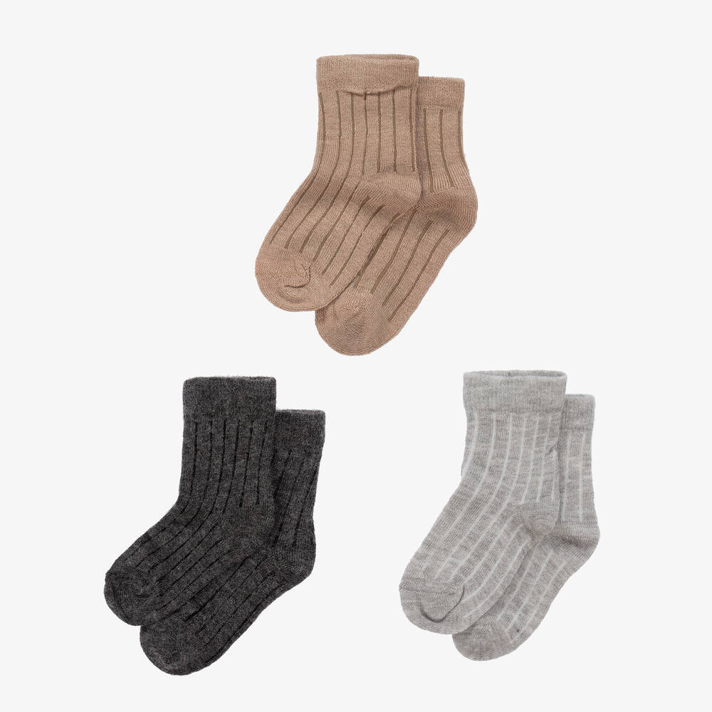 Minymo-Серые и бежевые носки (3пары) | Childrensalon