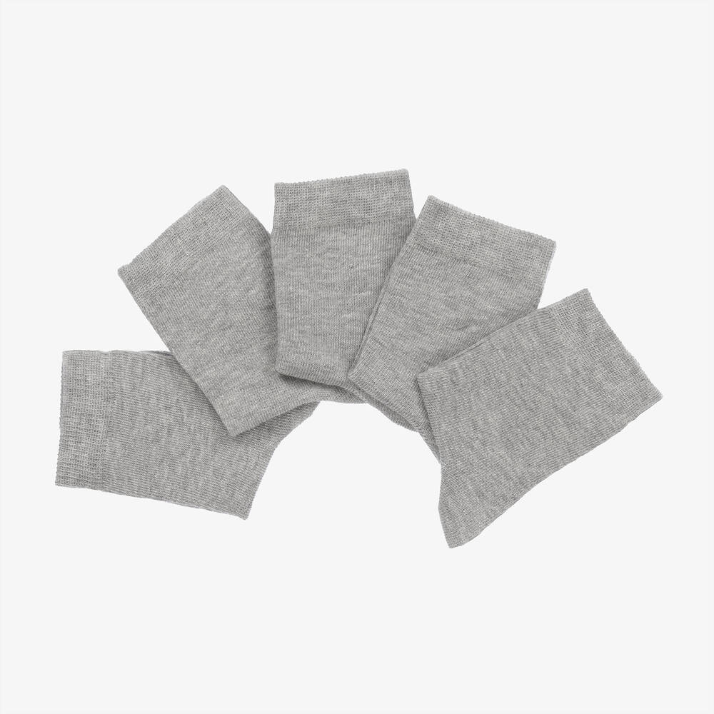 Minymo-Grey Cotton Socks (5 Pack) | Childrensalon