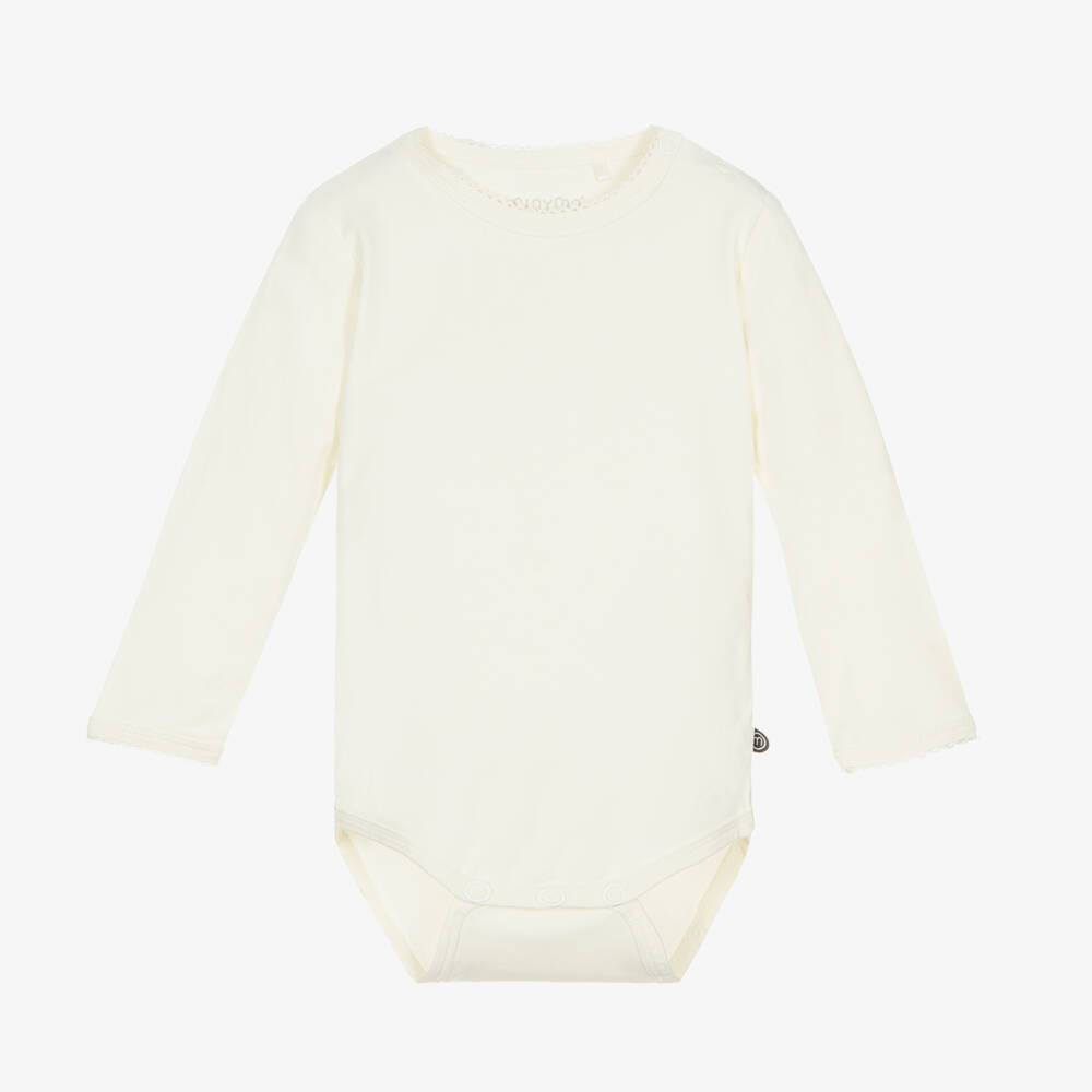 Minymo-Ivory Bamboo Long-Sleeved Bodyvest | Childrensalon