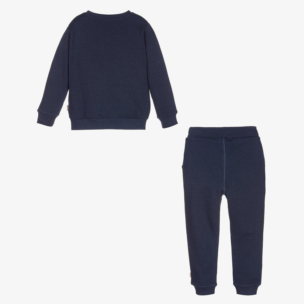 Minymo-Navy Blue Cotton Tracksuit | Childrensalon