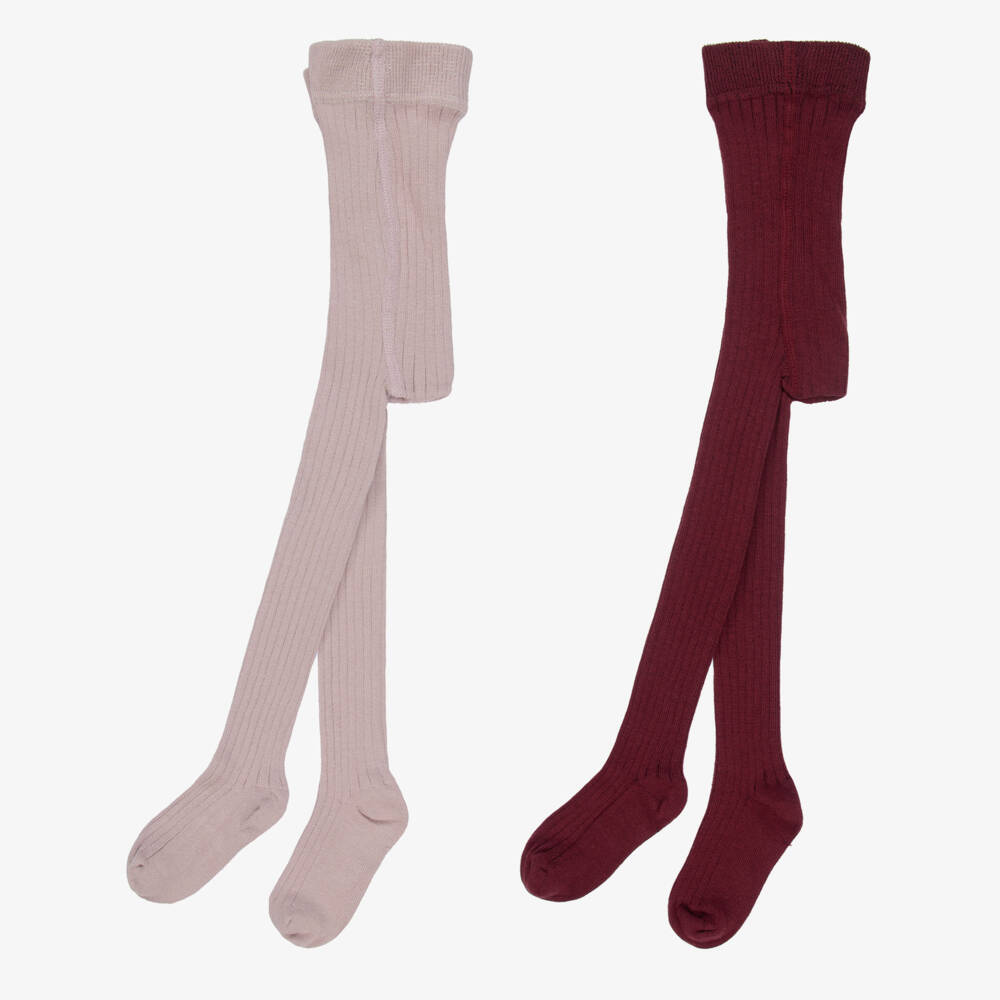 Minymo-Розовые и бордовые колготки (2пары) | Childrensalon