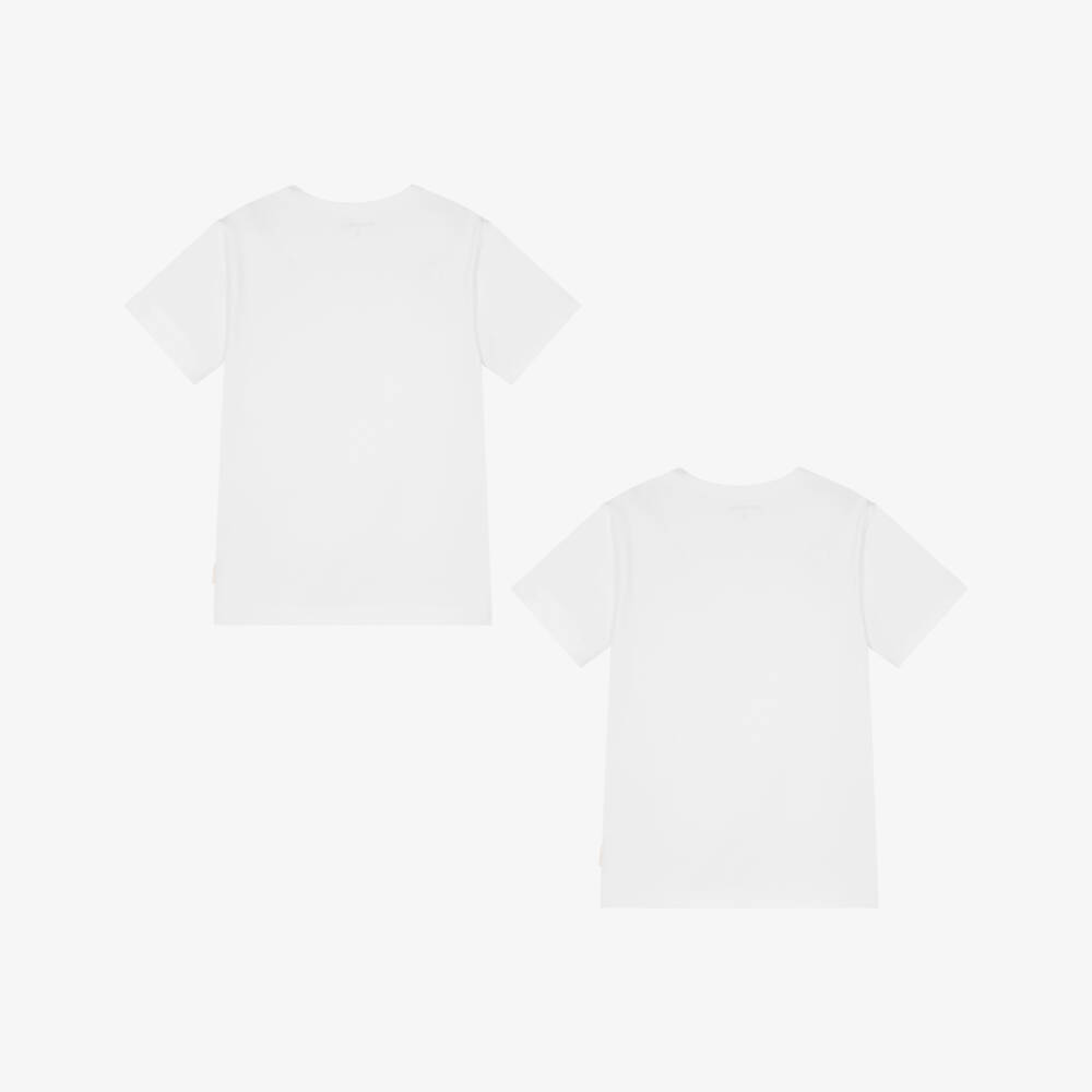 Minymo-White Cotton Crew Neck T-Shirts (2 Pack) | Childrensalon