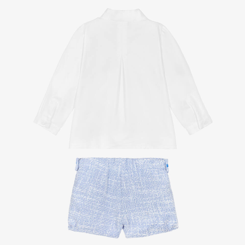 Miranda-Baby Boys Blue Tweed Shorts Set | Childrensalon