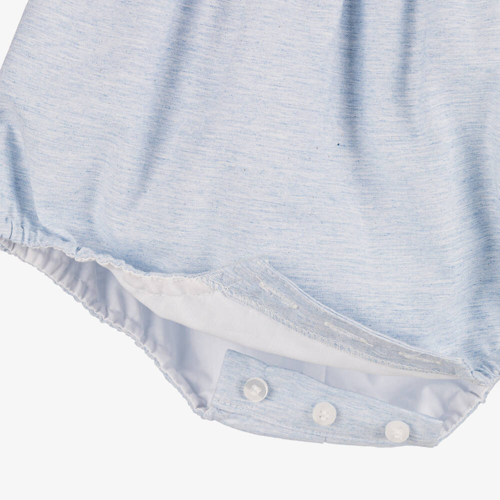 Miranda-Baby Boys Blue & White Cotton Broderie Shortie | Childrensalon
