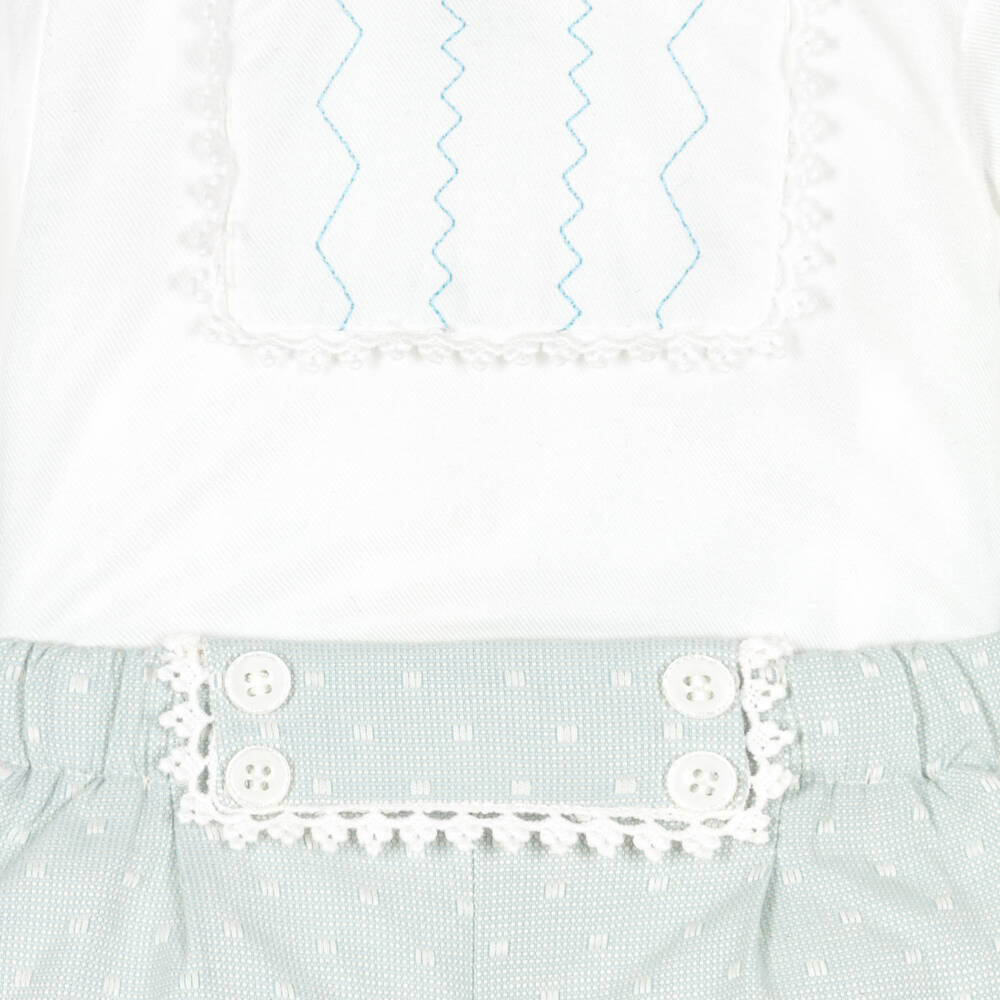 Miranda-Baby Boys Ivory & Aqua Green Shorts Set | Childrensalon