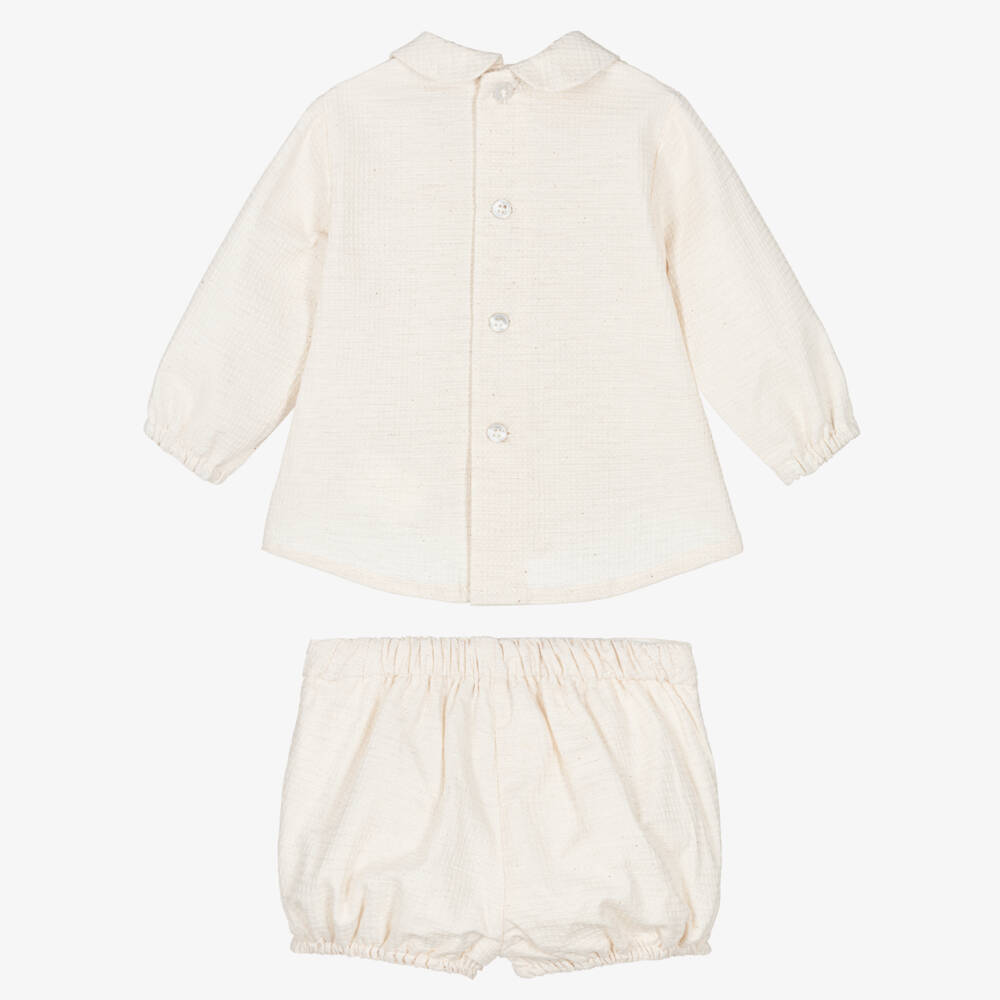 Miranda-Baby Boys Ivory Cotton Traditional Shorts Set | Childrensalon