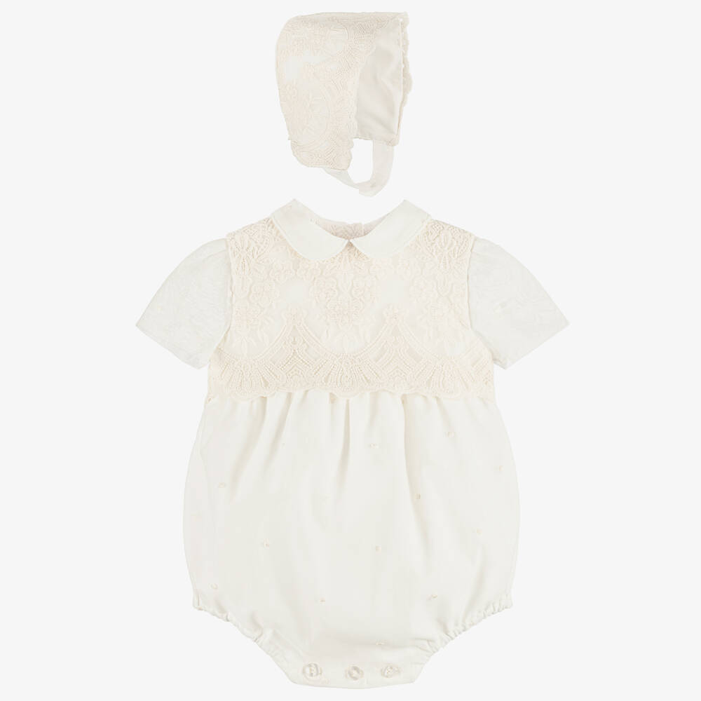 Miranda-طقم بودي سوت تول ودانتيل لون عاجي للأولاد الرضع  | Childrensalon