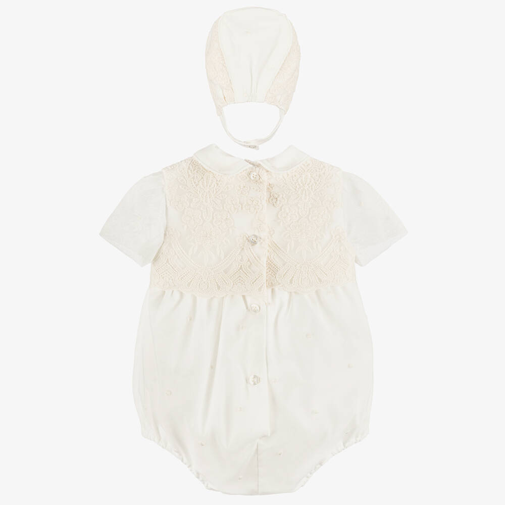 Miranda-Baby Boys Ivory Tulle & Lace Shortie Set | Childrensalon
