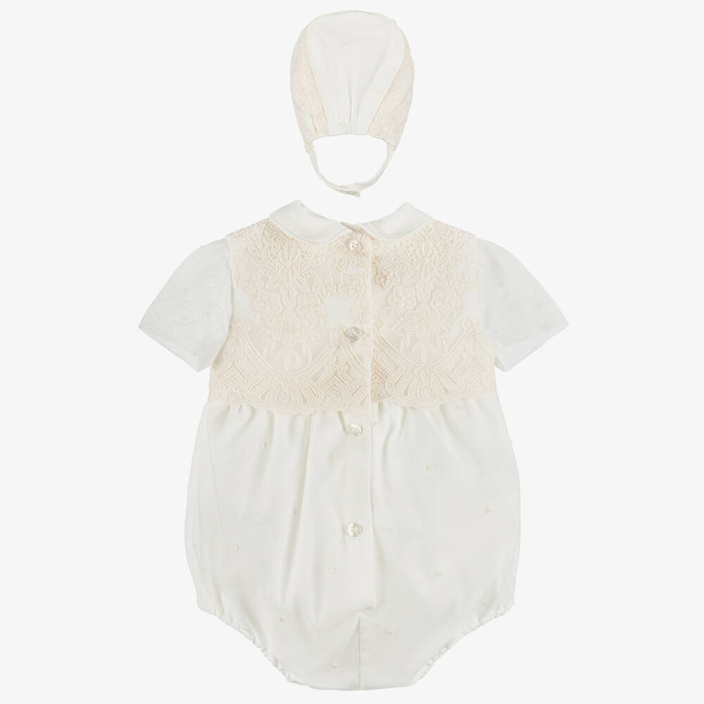Miranda-Baby Boys Ivory Tulle & Lace Shortie Set | Childrensalon