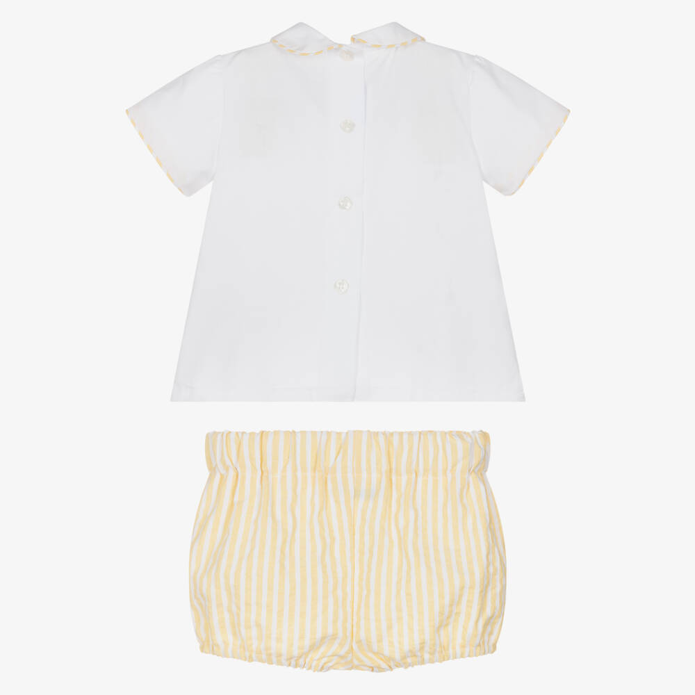 Miranda-Baby Boys White & Yellow Stripe Shorts Set | Childrensalon
