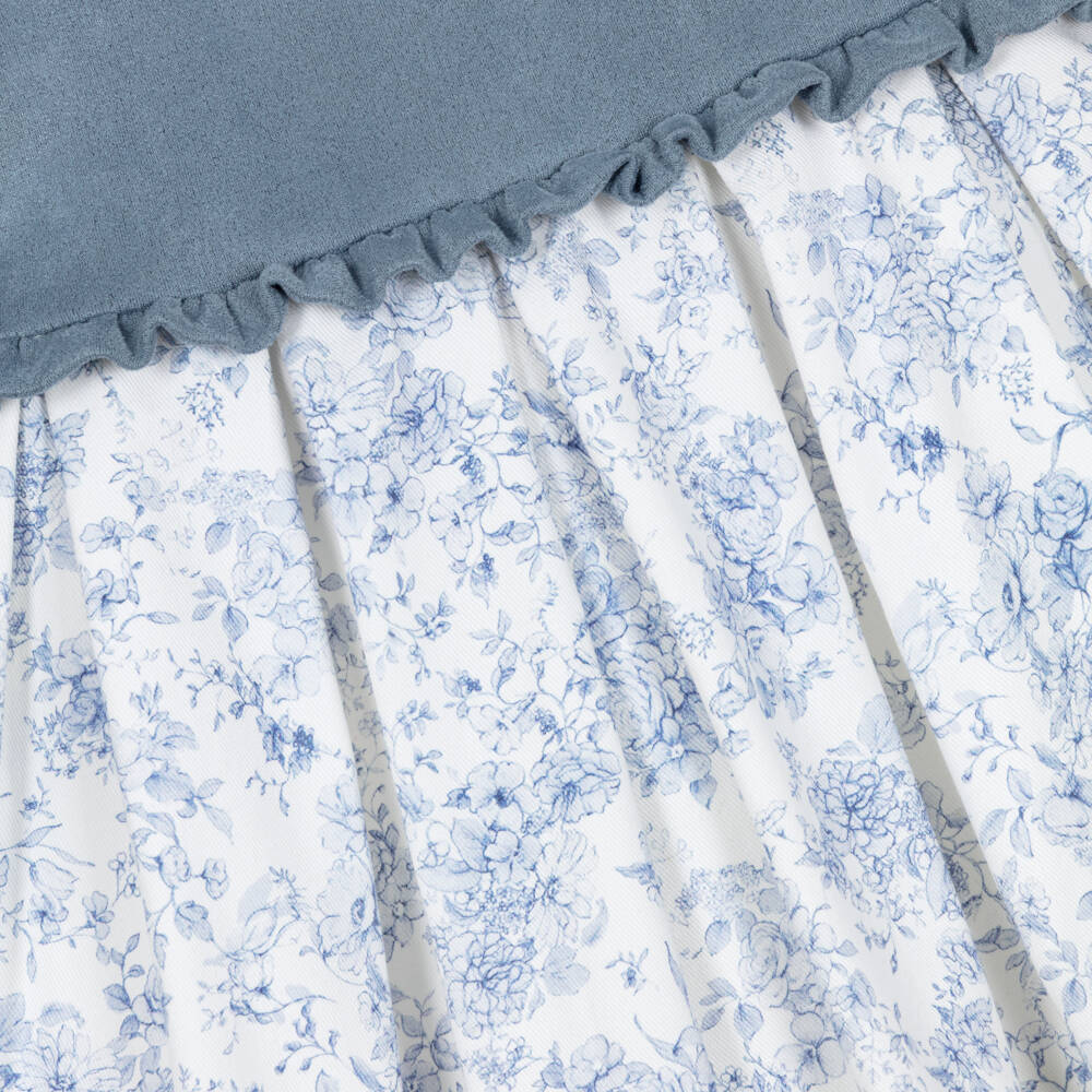 Miranda-Baby Girls Blue Dress with Floral Print | Childrensalon
