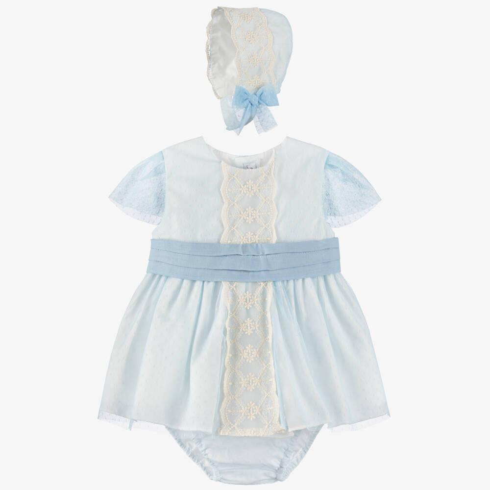 Miranda-Baby Girls Blue Tulle & Lace Dress Set | Childrensalon