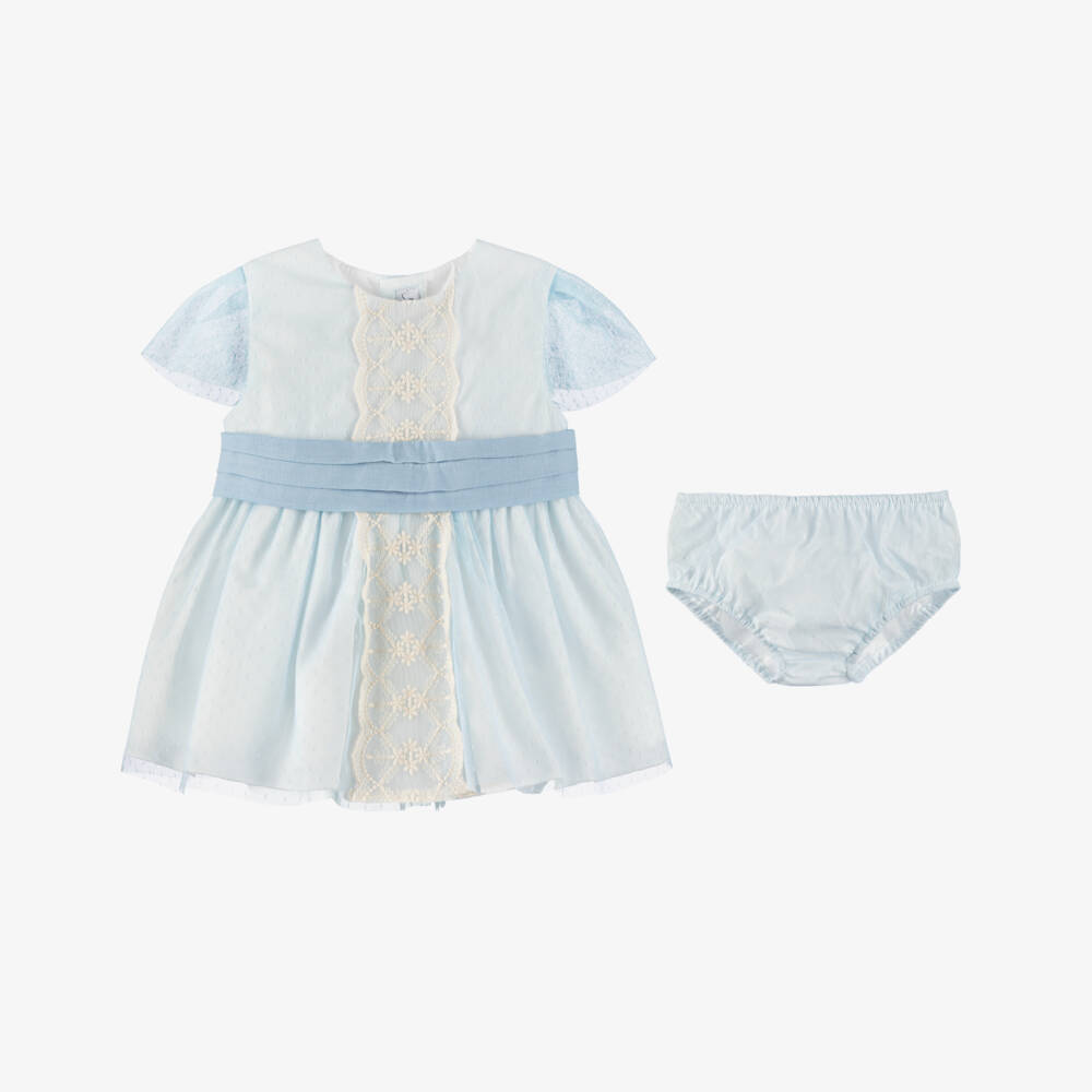 Miranda-Baby Girls Blue Tulle & Lace Dress Set | Childrensalon