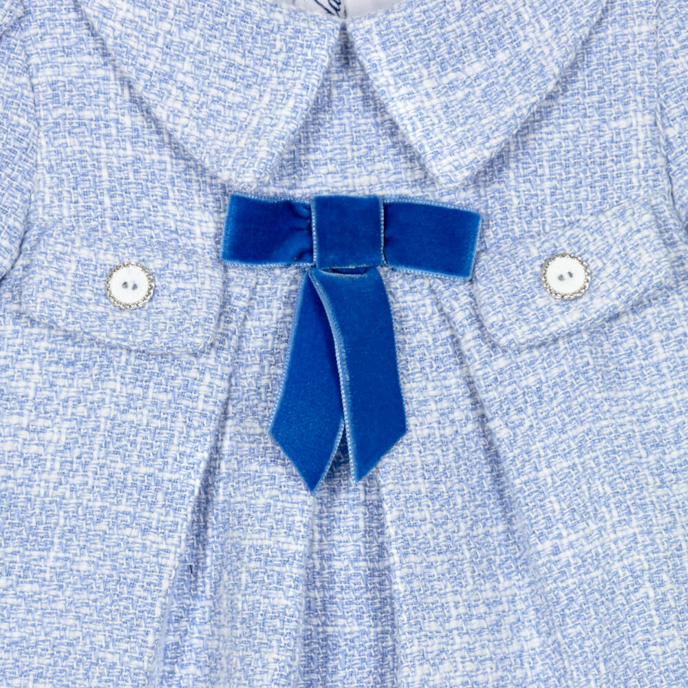 Miranda-Baby Girls Blue Tweed Dress | Childrensalon