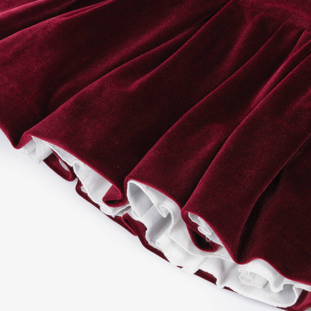 Miranda-Baby Girls Burgundy Red Velour Dress | Childrensalon