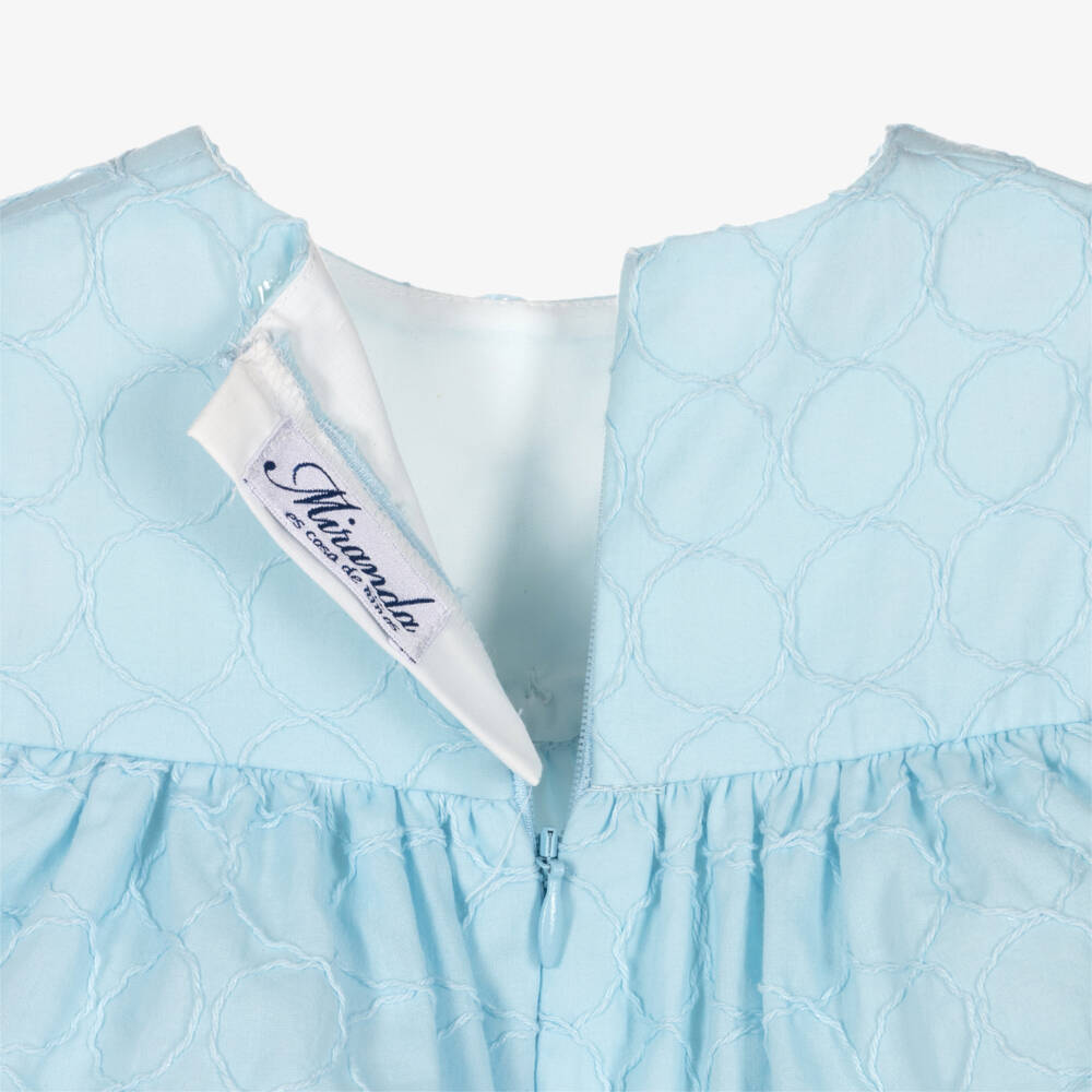Miranda-Baby Girls Embroidered Blue Cotton Dress | Childrensalon
