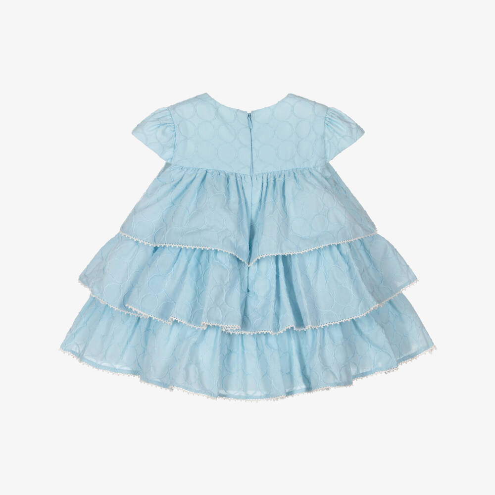 Miranda-Baby Girls Embroidered Blue Cotton Dress | Childrensalon