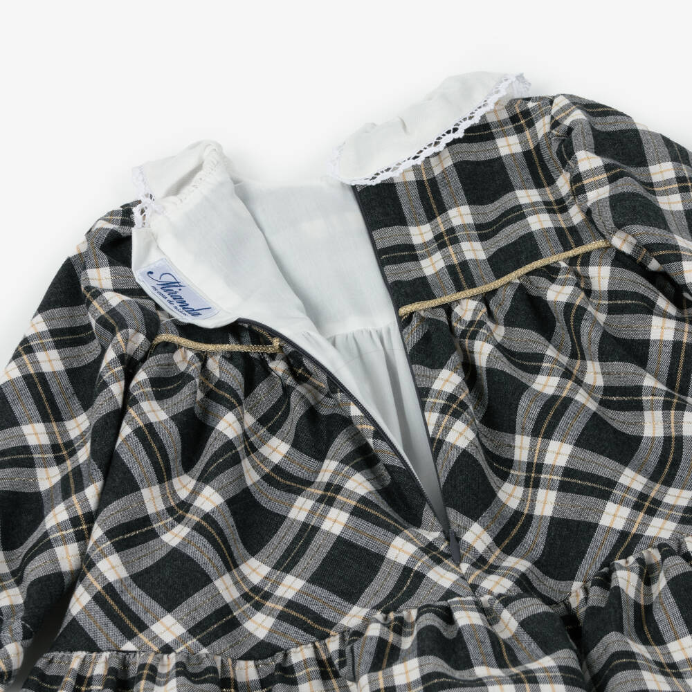 Miranda-فستان تارتان لون رمادي وذهبي للبنات الرضع | Childrensalon