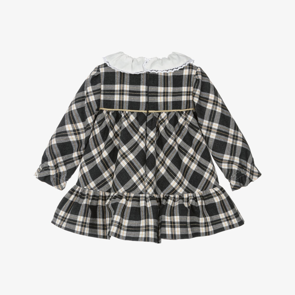 Miranda-فستان تارتان لون رمادي وذهبي للبنات الرضع | Childrensalon