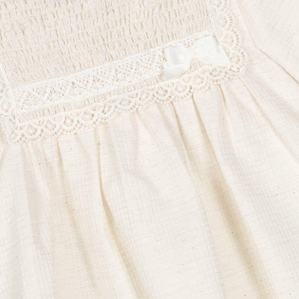 Miranda-Baby Girls Ivory Cotton Traditional Dress Set | Childrensalon